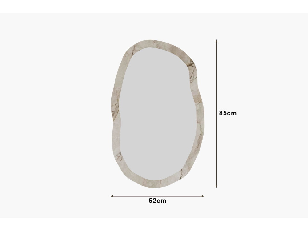 Espelho de madeira "Lossa" - 52 x 86 cm - Bege marmoreado