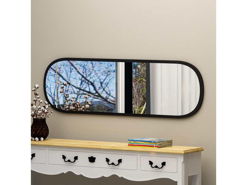 Espelho de madeira "Magnum" - 40 x 120 cm - Preto