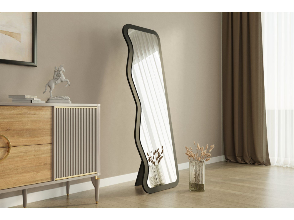 Espelho de madeira "Asel" - 50 x 160 cm - Preto