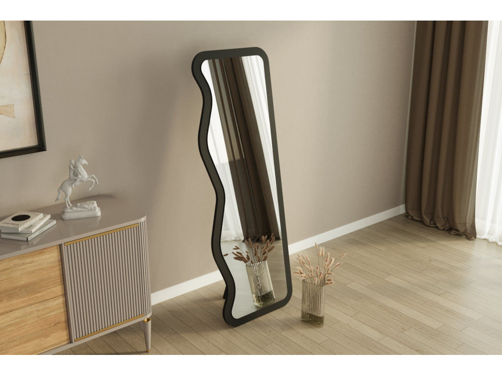 Espelho de madeira "Asel" - 50 x 160 cm - Preto