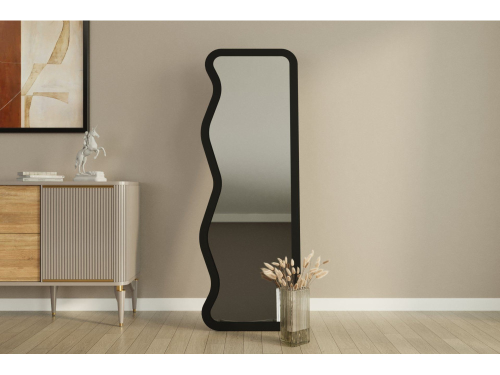 Espelho de madeira "Asel" - 50 x 160 cm - Preto