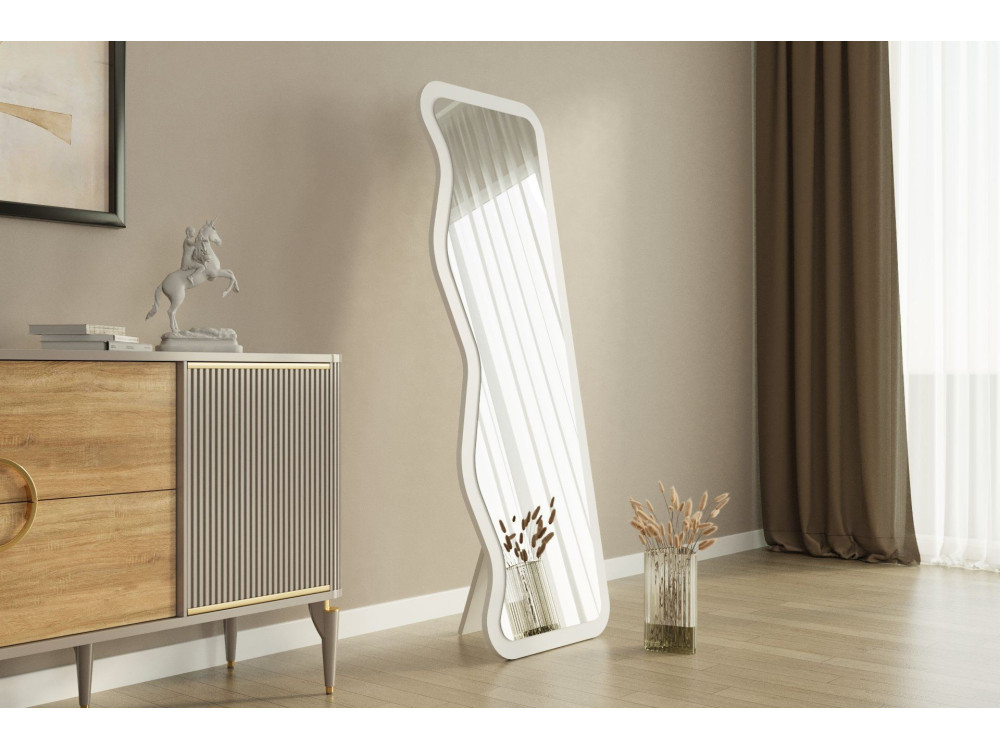 Espelho de madeira "Asel" - 50 x 160 cm - Branco