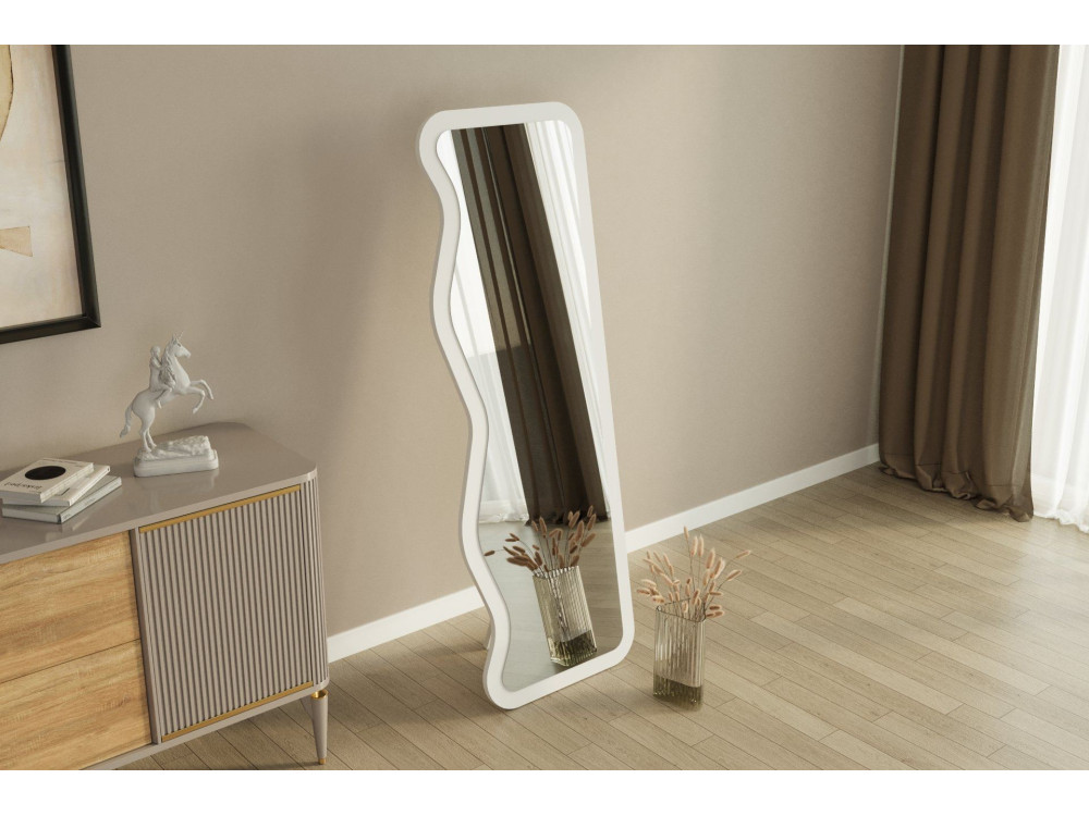 Espelho de madeira "Asel" - 50 x 160 cm - Branco