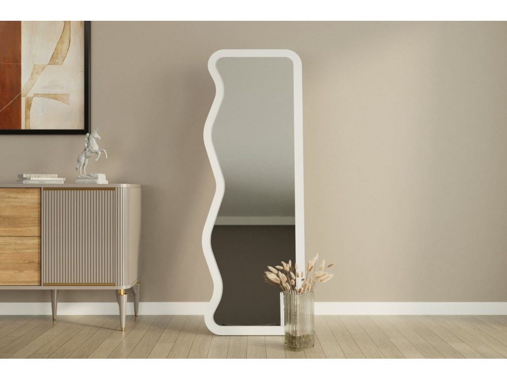 Espelho de madeira "Asel" - 50 x 160 cm - Branco