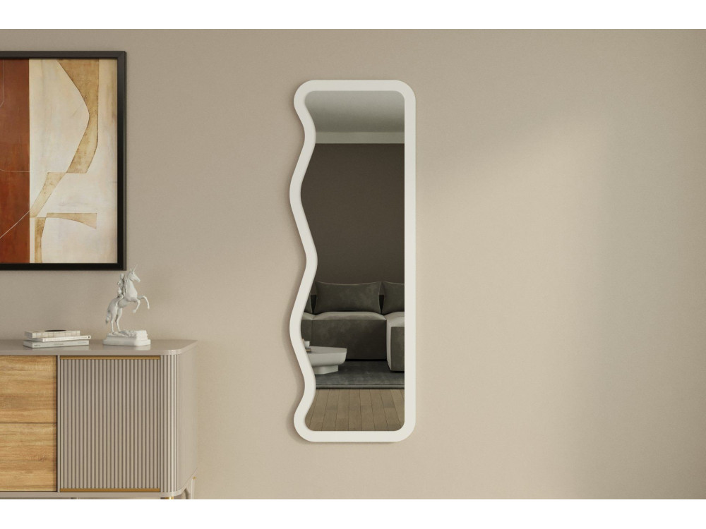 Espelho de madeira "Asel" - 50 x 160 cm - Branco
