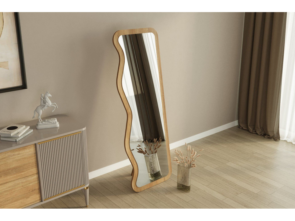 Espelho de madeira "Asel" - 50 x 160 cm - Bege