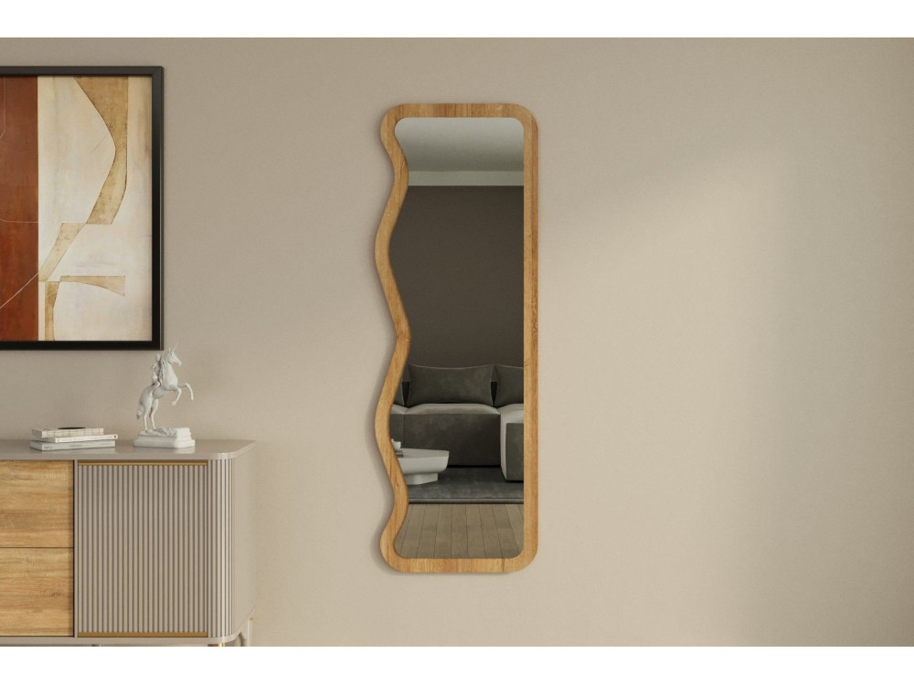 Espelho de madeira "Asel" - 50 x 160 cm - Bege