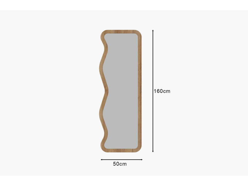 Espelho de madeira "Asel" - 50 x 160 cm - Bege