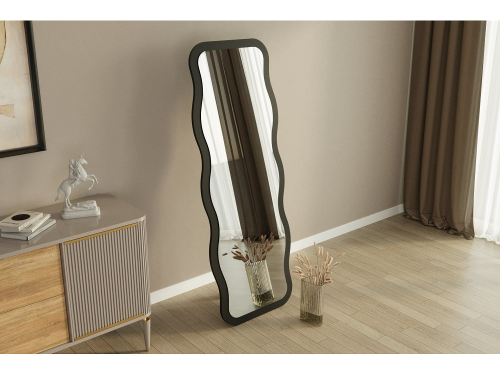 Espelho de madeira "Aror" 50 x 2,2 x 160 cm - Preto