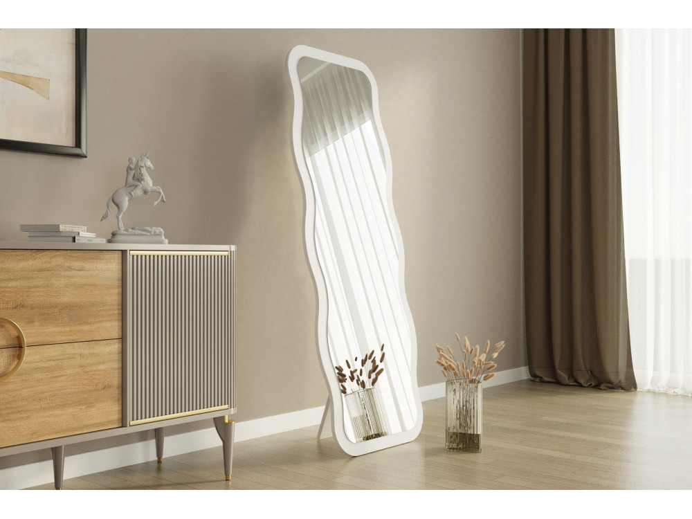 Espelho de madeira "Aror" - 50 x 160 cm - Branco
