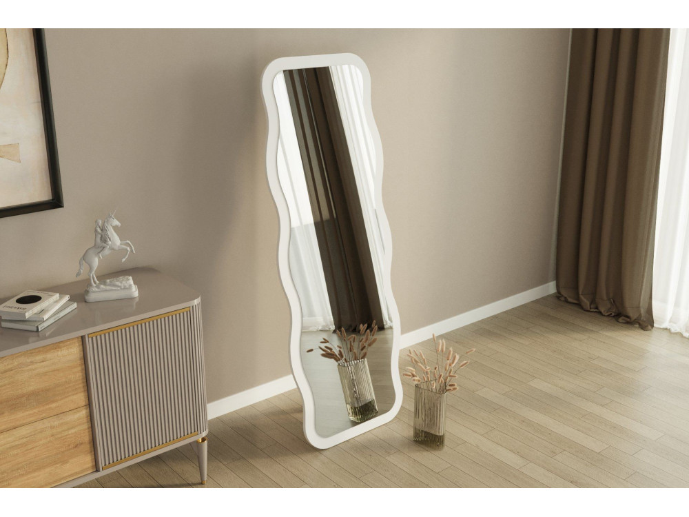 Espelho de madeira "Aror" - 50 x 160 cm - Branco