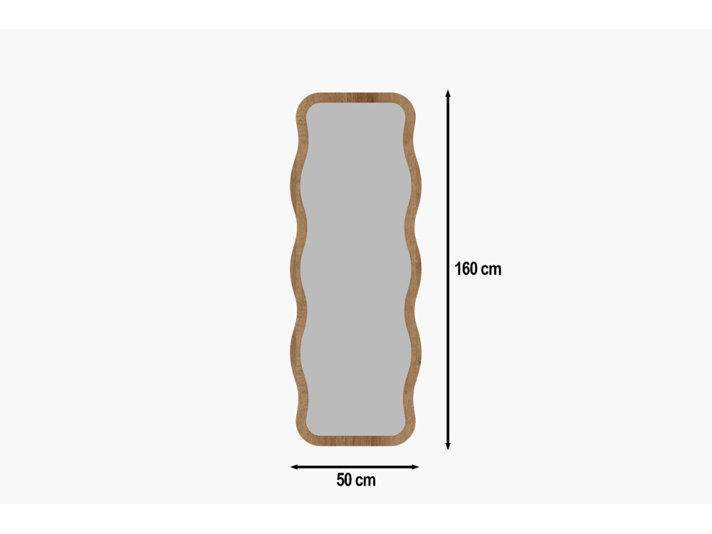 Espelho de madeira "Aror" - 50 x 160 cm - Bege