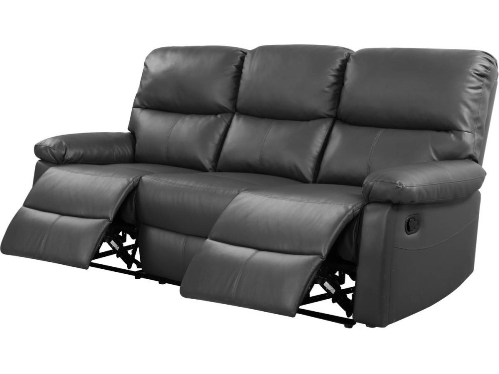 Sofá relaxante "Lincoln" - 197 x 89 x 103 cm - 3 lugares - Cinza