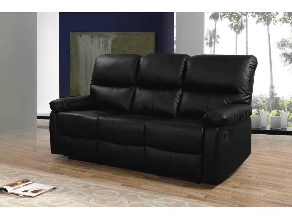 Sofá relaxante "Lincoln" - 197 x 89 x 103 cm - 3 lugares - Preto