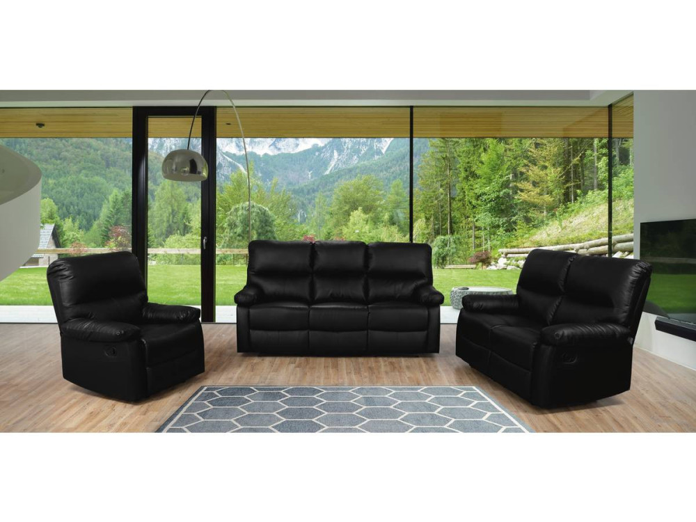 Sofá relaxante "Lincoln" - 197 x 89 x 103 cm - 3 lugares - Preto