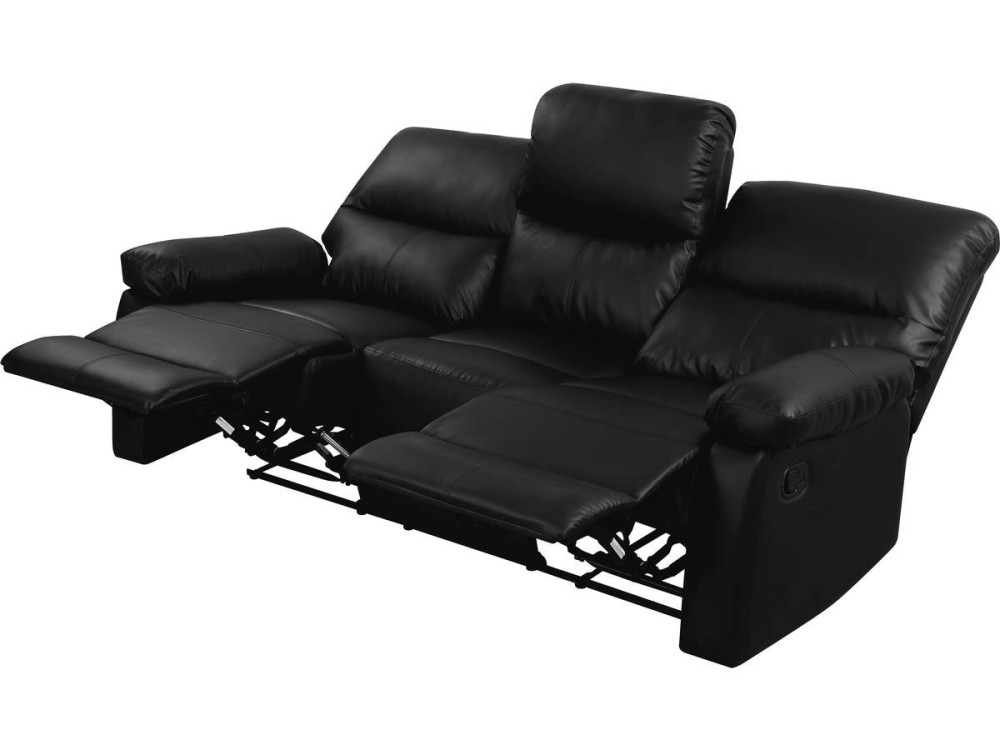 Sofá relaxante "Lincoln" - 197 x 89 x 103 cm - 3 lugares - Preto