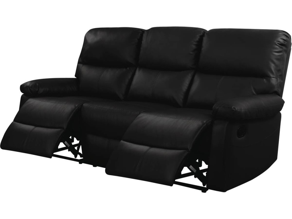 Sofá relaxante "Lincoln" - 197 x 89 x 103 cm - 3 lugares - Preto