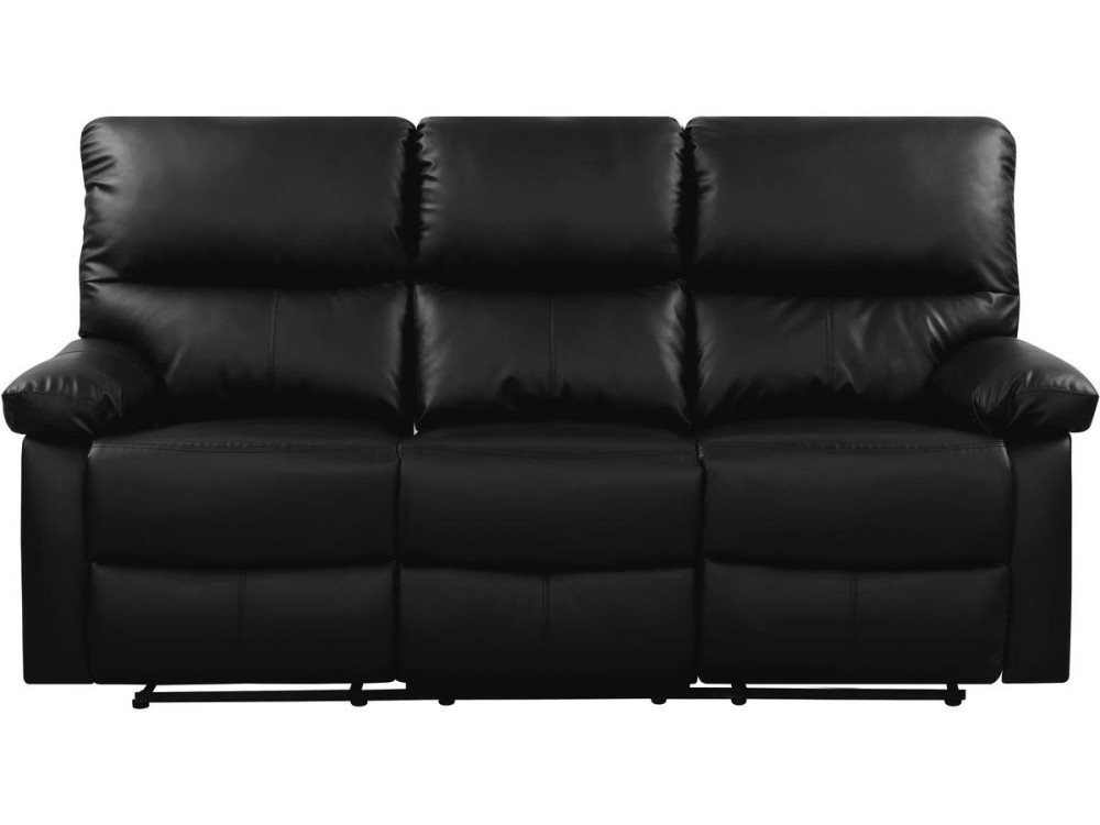 Sofá relaxante "Lincoln" - 197 x 89 x 103 cm - 3 lugares - Preto