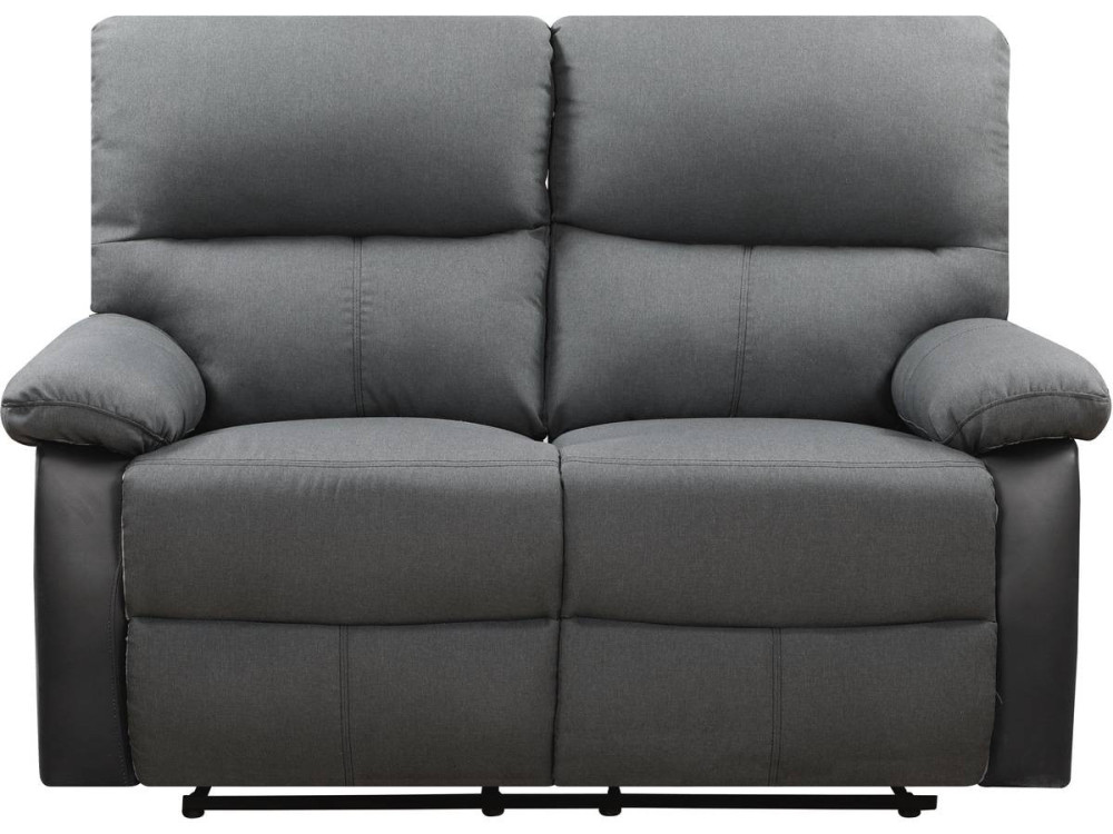 Sofá relaxante "Lincoln" - 147 x 89 x 103 cm - 2 lugares - Preto / Cinza escuro