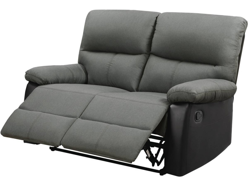 Sofá relaxante "Lincoln" - 147 x 89 x 103 cm - 2 lugares - Preto / Cinza escuro