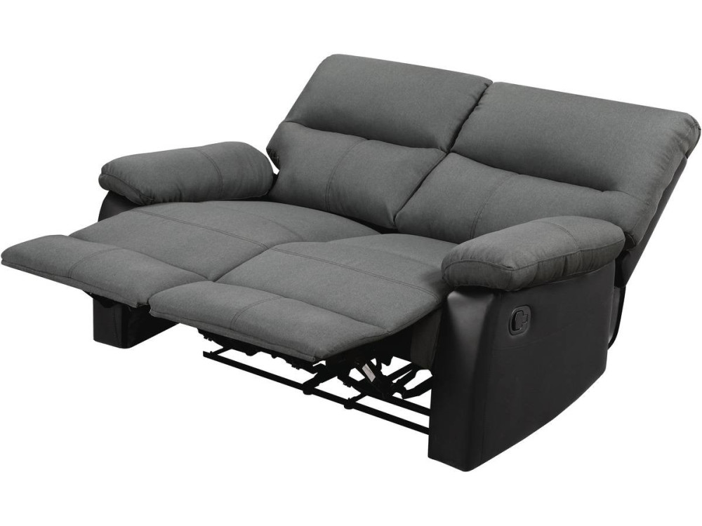 Sofá relaxante "Lincoln" - 147 x 89 x 103 cm - 2 lugares - Preto / Cinza escuro