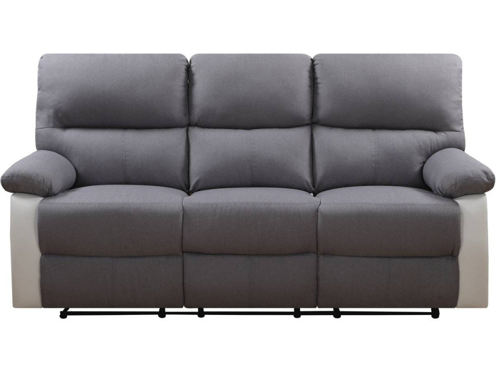 Sofá relax "Lincoln" - 197 x 89 x 103 cm - 3 lugares - Branco / Cinza claro