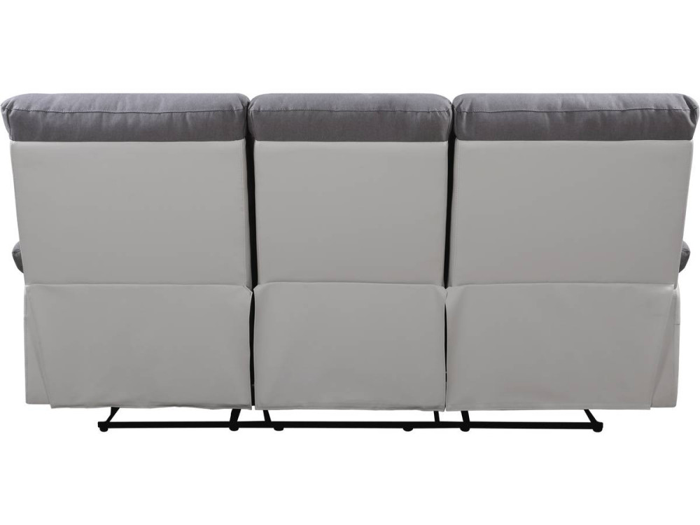 Sofá relax "Lincoln" - 197 x 89 x 103 cm - 3 lugares - Branco / Cinza claro