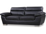 Sofá fixo em couro colado e PVC "Dallas" - 210 X 88 X 90 cm - 3 lugares - Preto