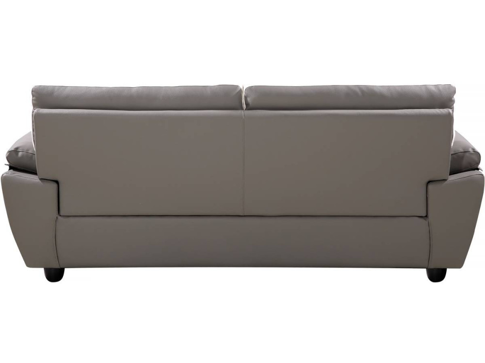 Sofá fixo em couro colado e PVC "Dallas" - 210 x 88 x 90 cm - 3 lugares - Cinza/Branco
