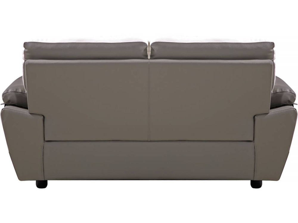 Sofá fixo em couro colado e PVC "Dallas" - 169 x 88 x 90 cm - 2 lugares - Cinza/Branco