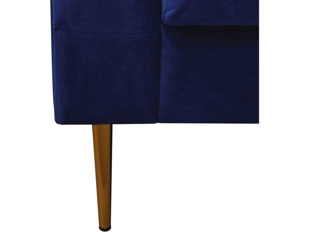Sofá fixo de veludo "Bruce" - 196 x 76 x 82 cm - 3 lugares - Azul escuro