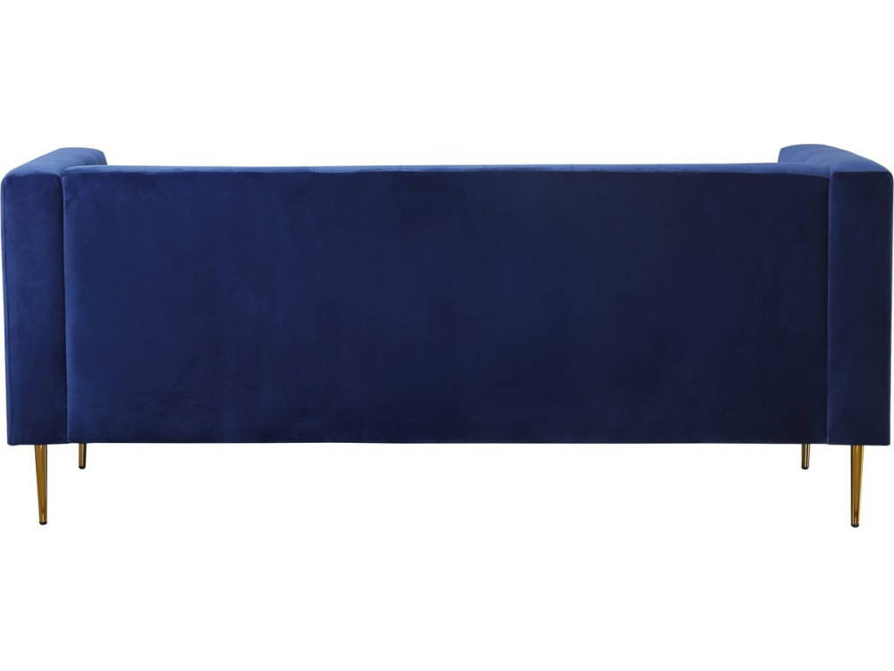 Sofá fixo de veludo "Bruce" - 196 x 76 x 82 cm - 3 lugares - Azul escuro