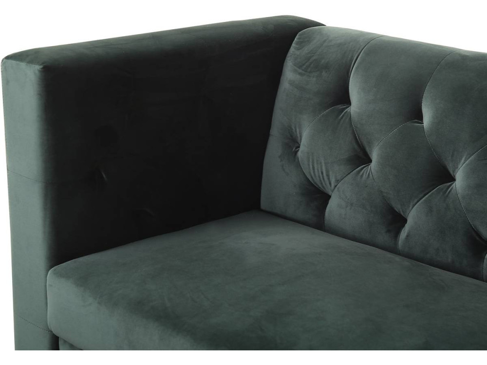 Sofá fixo de veludo "Bruce" - 196 x 76 x 82 cm - 3 lugares - Verde escuro