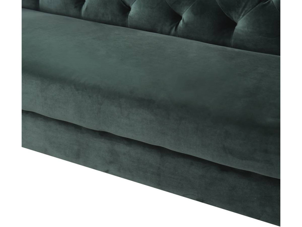 Sofá fixo de veludo "Bruce" - 196 x 76 x 82 cm - 3 lugares - Verde escuro