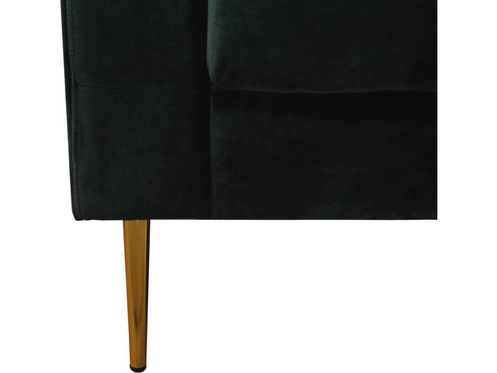 Sofá fixo de veludo "Bruce" - 196 x 76 x 82 cm - 3 lugares - Verde escuro