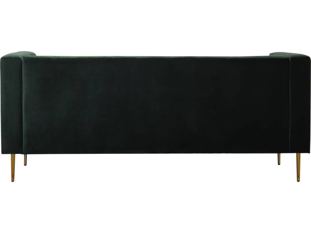 Sofá fixo de veludo "Bruce" - 196 x 76 x 82 cm - 3 lugares - Verde escuro