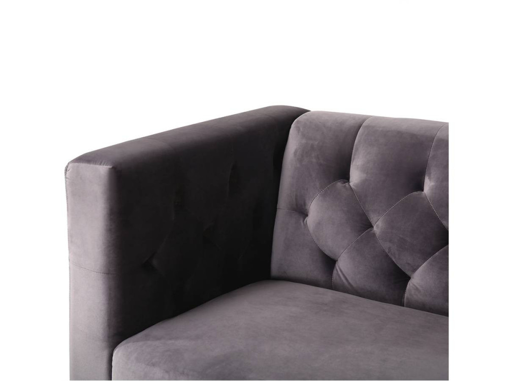 Sofá fixo de veludo "Bruce" - 196 x 76 x 82 cm - 3 lugares - Cinza