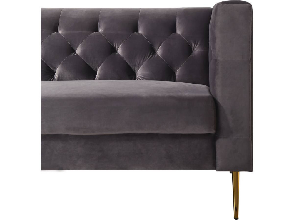 Sofá fixo de veludo "Bruce" - 196 x 76 x 82 cm - 3 lugares - Cinza