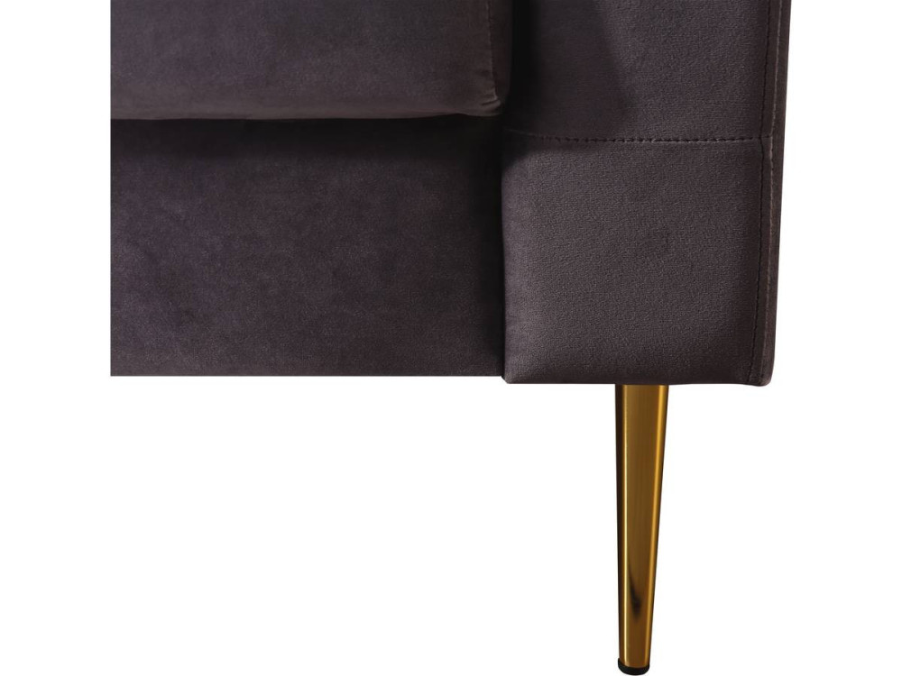 Sofá fixo de veludo "Bruce" - 196 x 76 x 82 cm - 3 lugares - Cinza