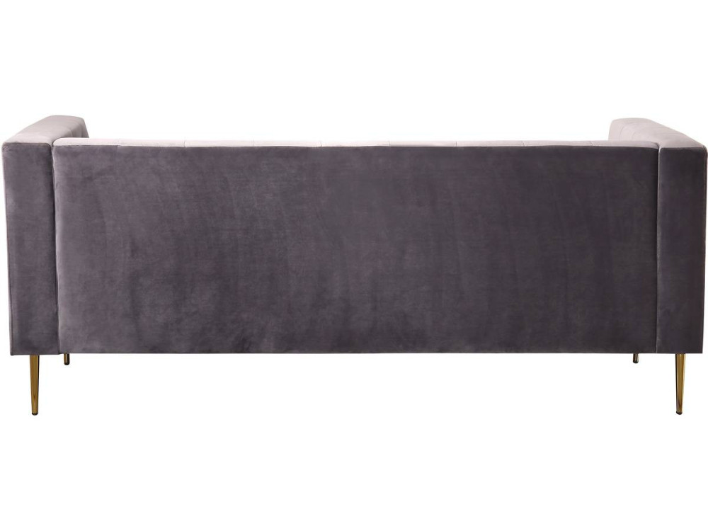 Sofá fixo de veludo "Bruce" - 196 x 76 x 82 cm - 3 lugares - Cinza