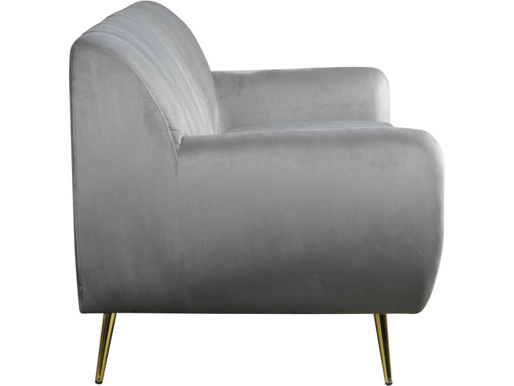 Sofá fixo de veludo "Evans" - 195 x 84 x 82 cm - 3 lugares - Cinza