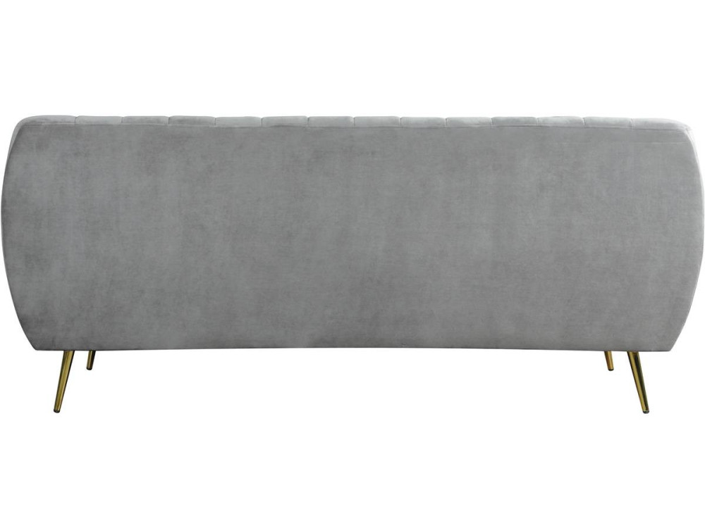 Sofá fixo de veludo "Evans" - 195 x 84 x 82 cm - 3 lugares - Cinza