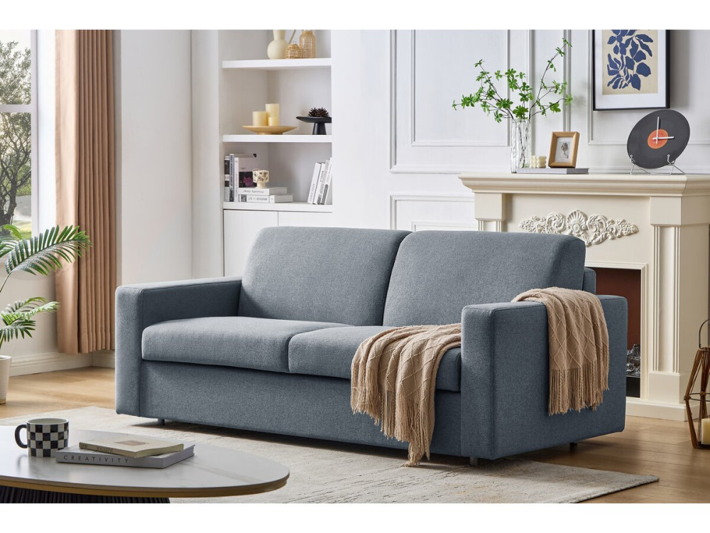 Sofá convertível em tecido "Diana" Express - cama de 140 cm - 3 lugares - Cinza