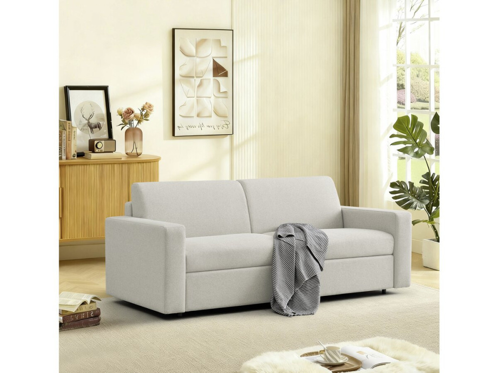 Sofá convertível "Diana" Express em tecido - Zona para dormir de 140 cm - 3 lugares - Bege
