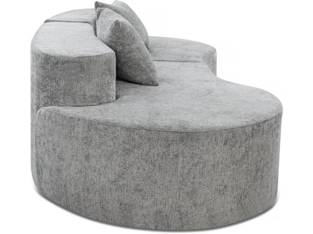 Sofá "Avola" em forma de vírgula com tecido texturado - 3 lugares - Cinza
