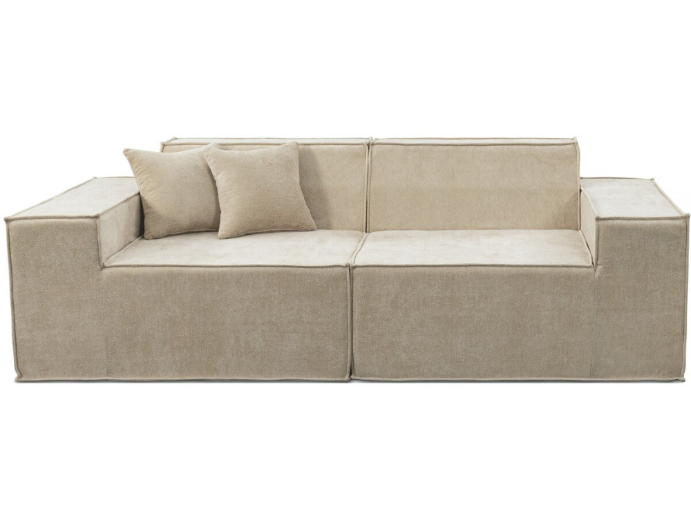 Sofá modular reto em tecido texturado "Lusso" - 3 lugares - Bege