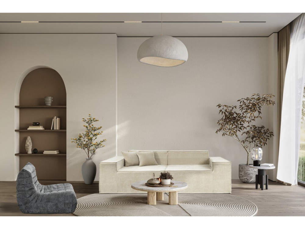 Sofá modular reto em tecido texturado "Lusso" - 3 lugares - Bege