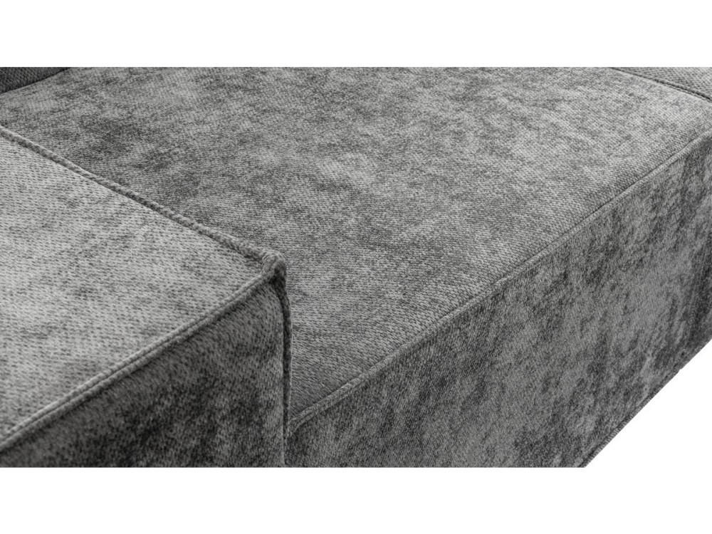 Sofá modular reto com pufe em tecido texturado "Lusso" - 3 lugares - Cinza