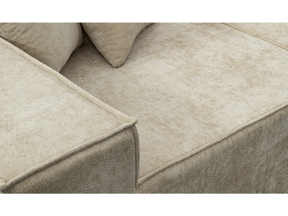 Sofá modular reto com pufe em tecido texturado "Lusso" - 3 lugares - Bege