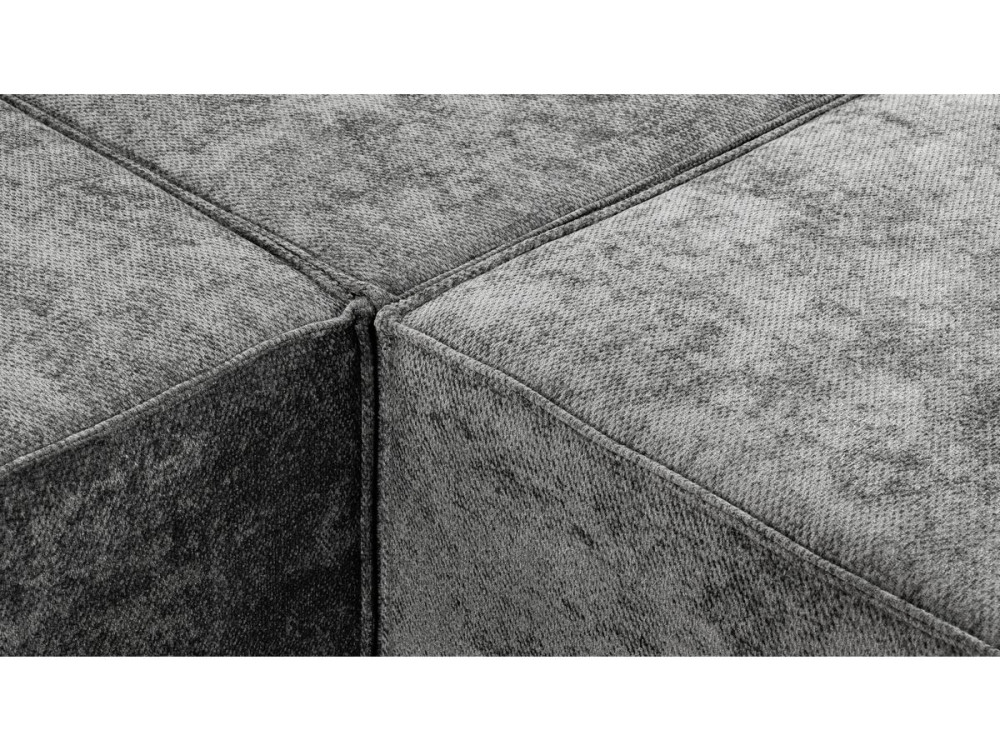 Sofá modular reto com pufe em tecido texturado "Lusso" - 4 lugares - Cinza